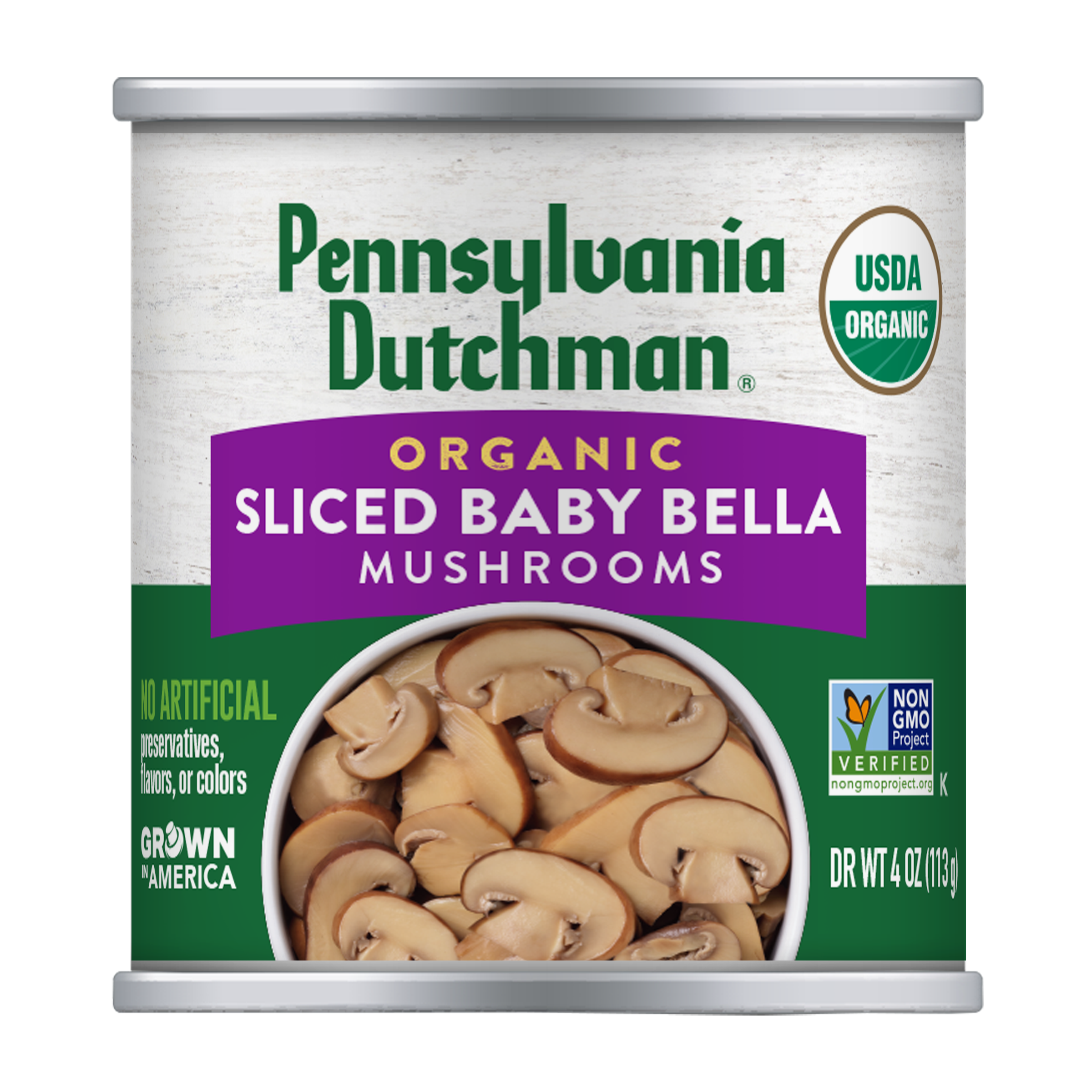 Penn Dutch Sliced Baby Bella Org 4Oz Clean Label Can Mock Uppng